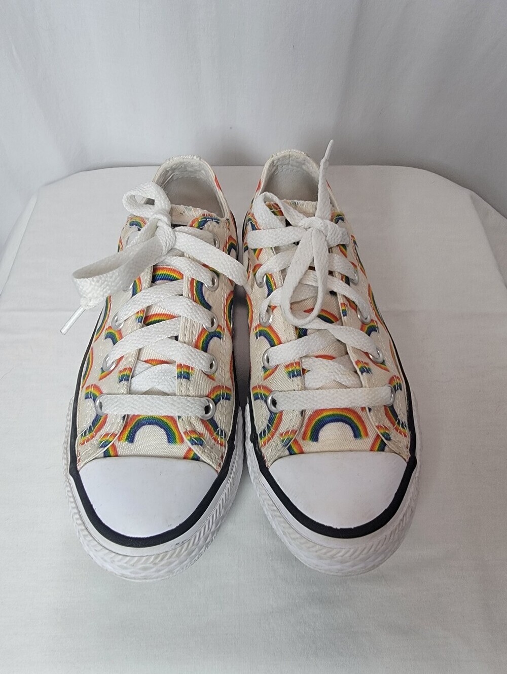 Kids Rainbow Converse Lace-Up Sneakers - White